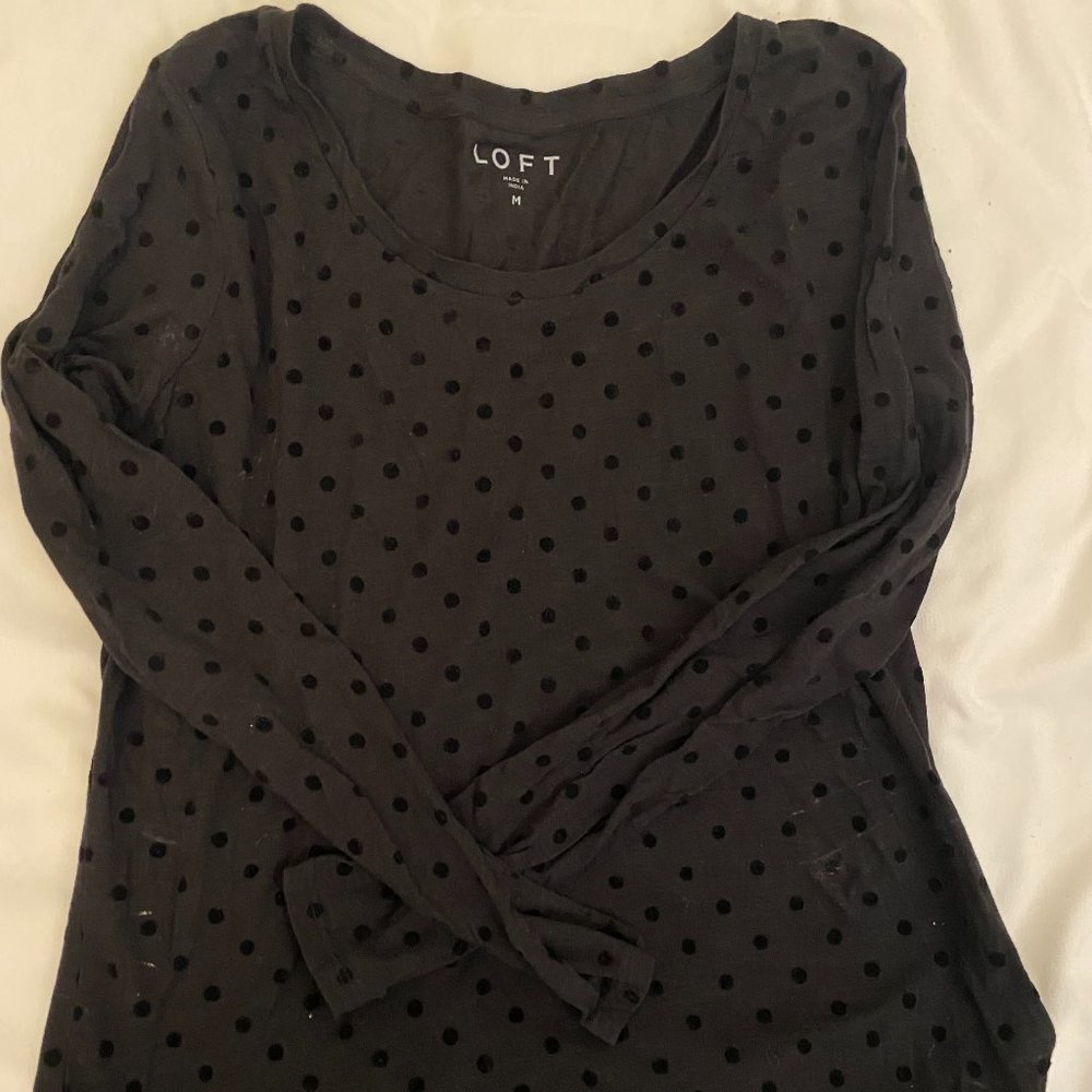 Loft Long Sleeve Shirt Polka Dots LOFT Size MEDIUM